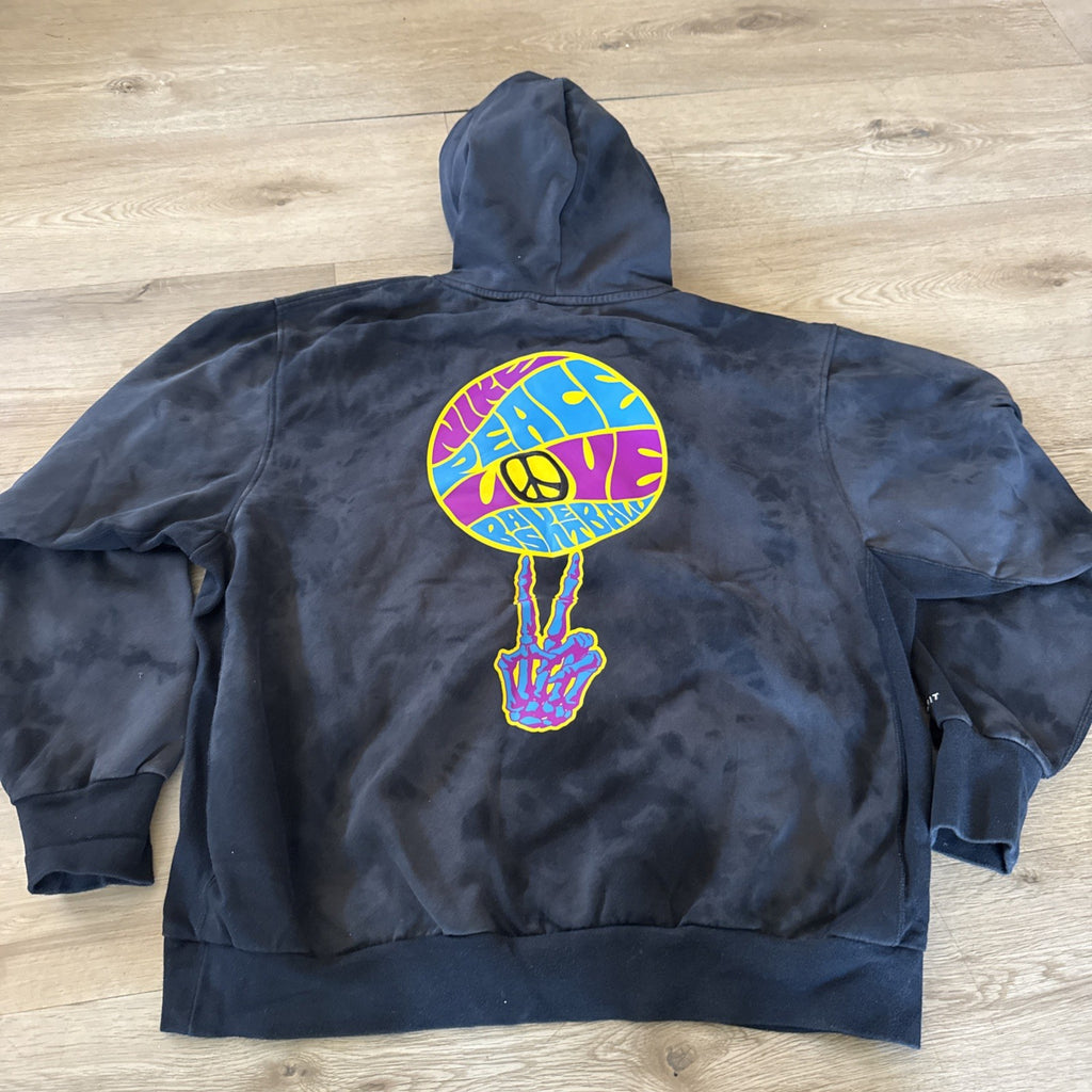 Nike Peace Love Basketball Hoodie Men's Large Black Tie Dye Drawstring Pullover5