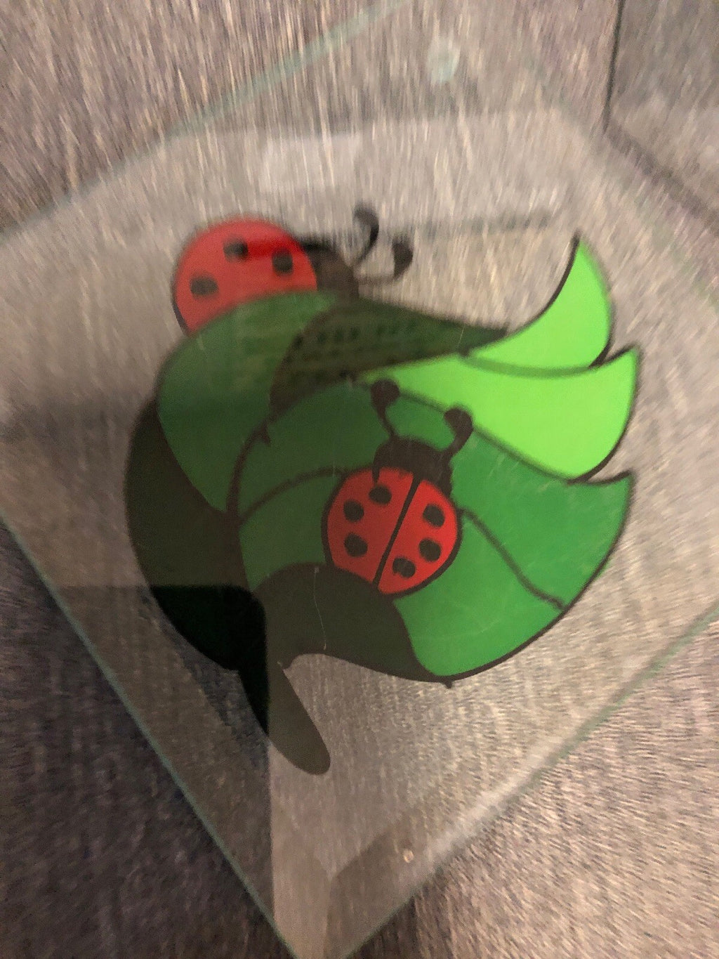 Contemporary Fused Art Glass  Hanging Plaque  Ladybugs 6” x 6”3