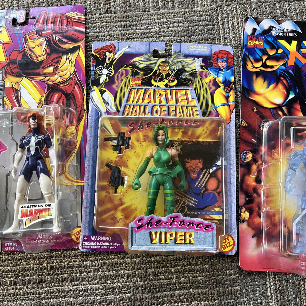 Lot of Three Marvel Comics Vintage Figures, Apider Woman Viper and Iceman II 2