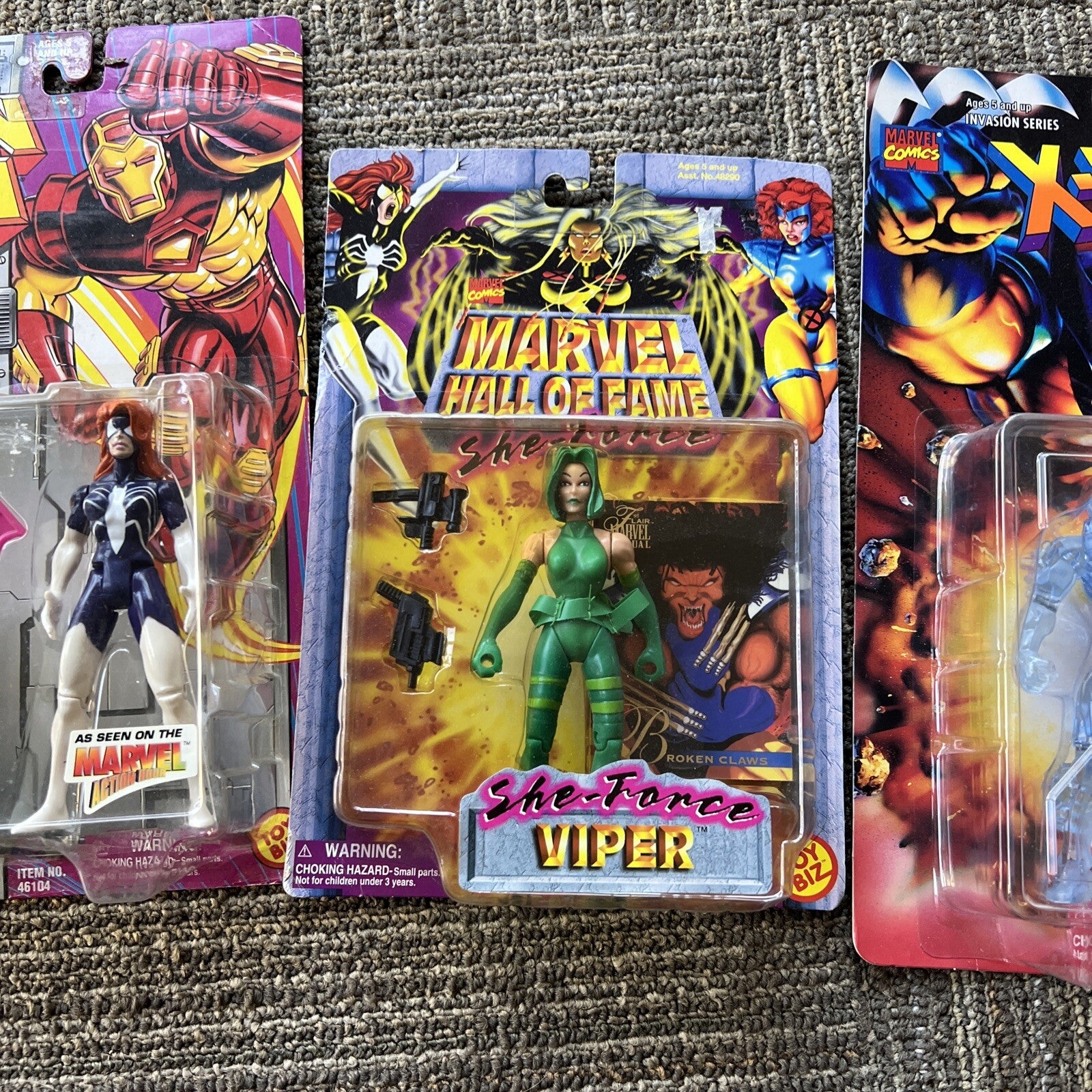 Lot of Three Marvel Comics Vintage Figures, Apider Woman Viper and Iceman II 2