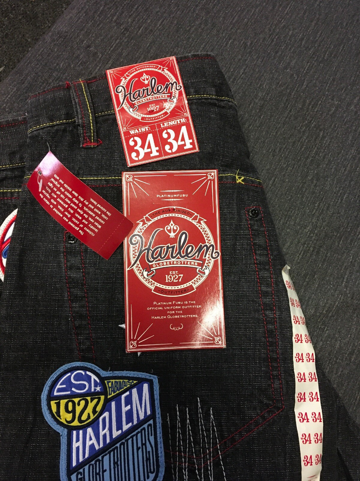 NWT Classic Harlem Globetrotters Platinum FUBU Jeans Men's 34 X 34 Guys Pants4