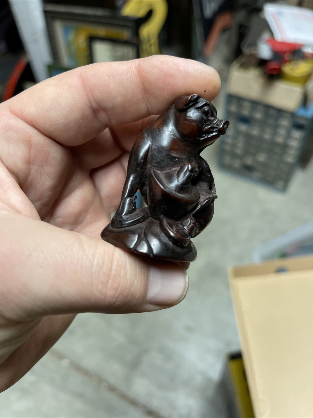 Vintage Zodiac + Buddha Figure Lot Asian Rosewood Red Resin Feng Shui Chinese1