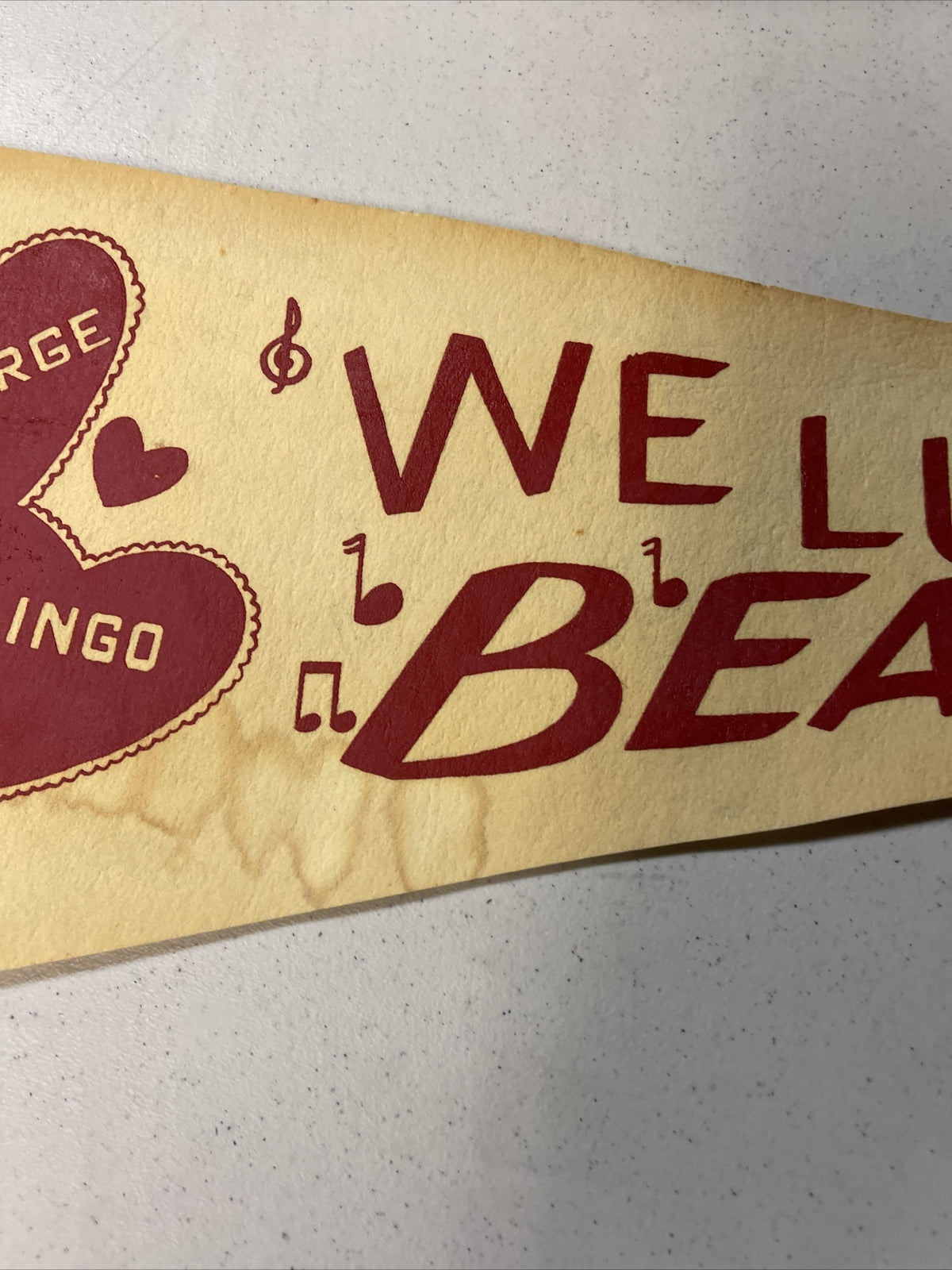 1964 We Love You George And Ringo Full Size Pennant2