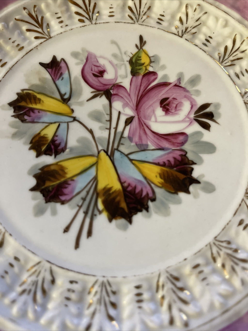 19th century porcelain floral cabinet plate Germany 8.5”6