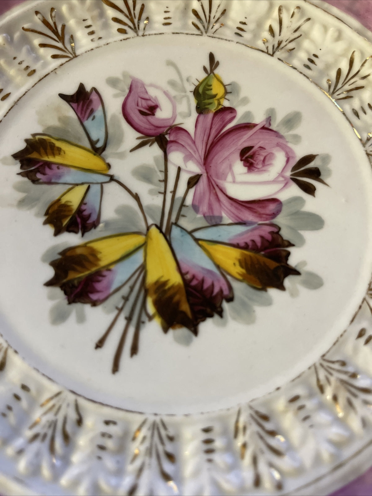 19th century porcelain floral cabinet plate Germany 8.5”6