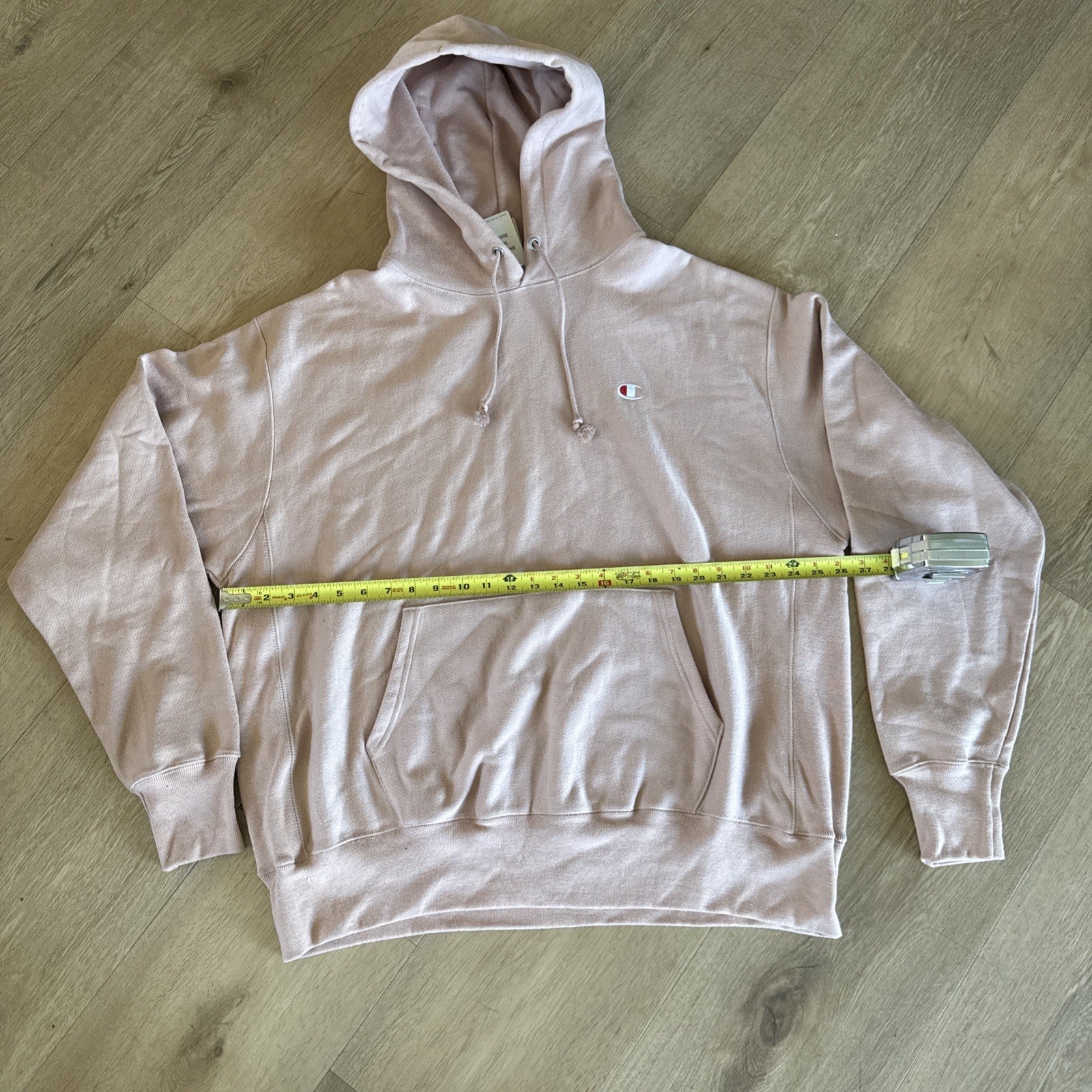 Champion Reverse Weave Hoodie Pink Blush Embroidered Logo Men’s XL5