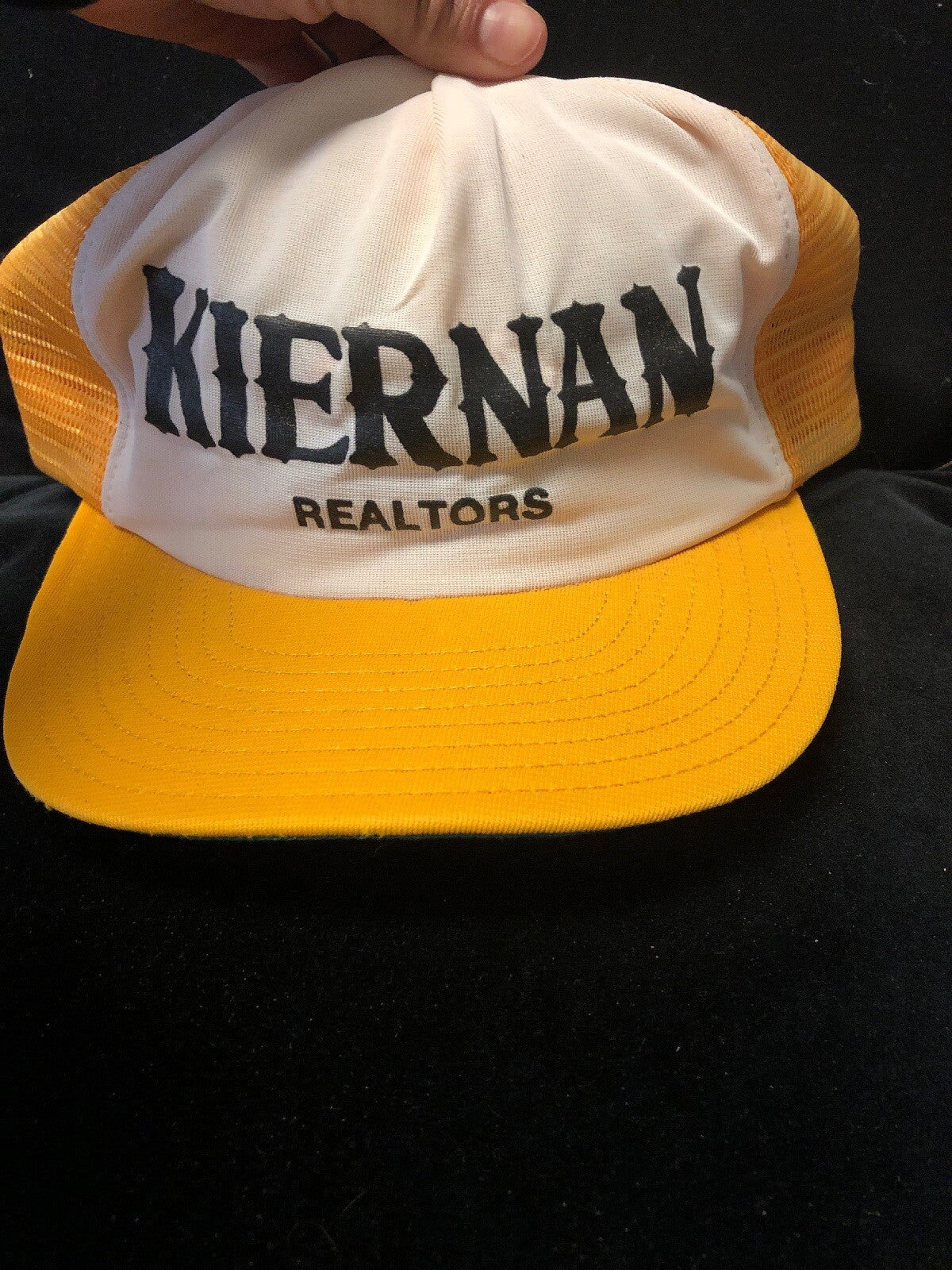 Kiernan Realty Realtors Snapback Cap Hat Made in USA Yellow And White1
