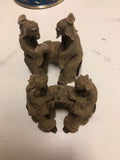 2 Lot Vintage Mudman Chinese Pottery Figurine Statue Men Playing Chess Checkers0