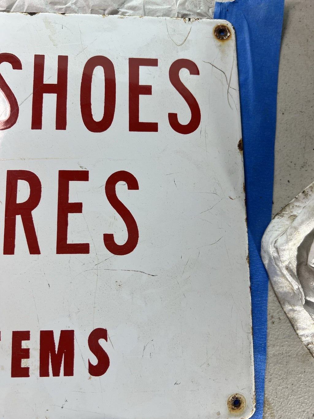 Vintage Porcelain Depot Clothing Shoes Small Housewares Sign 27x 103