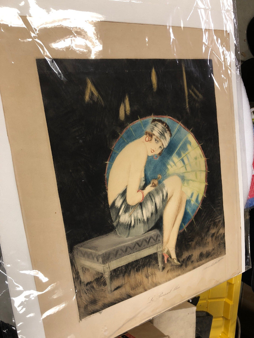 William Ablett (1877-1936)  - 'The Blue Parasol" Signed  Color Etching0