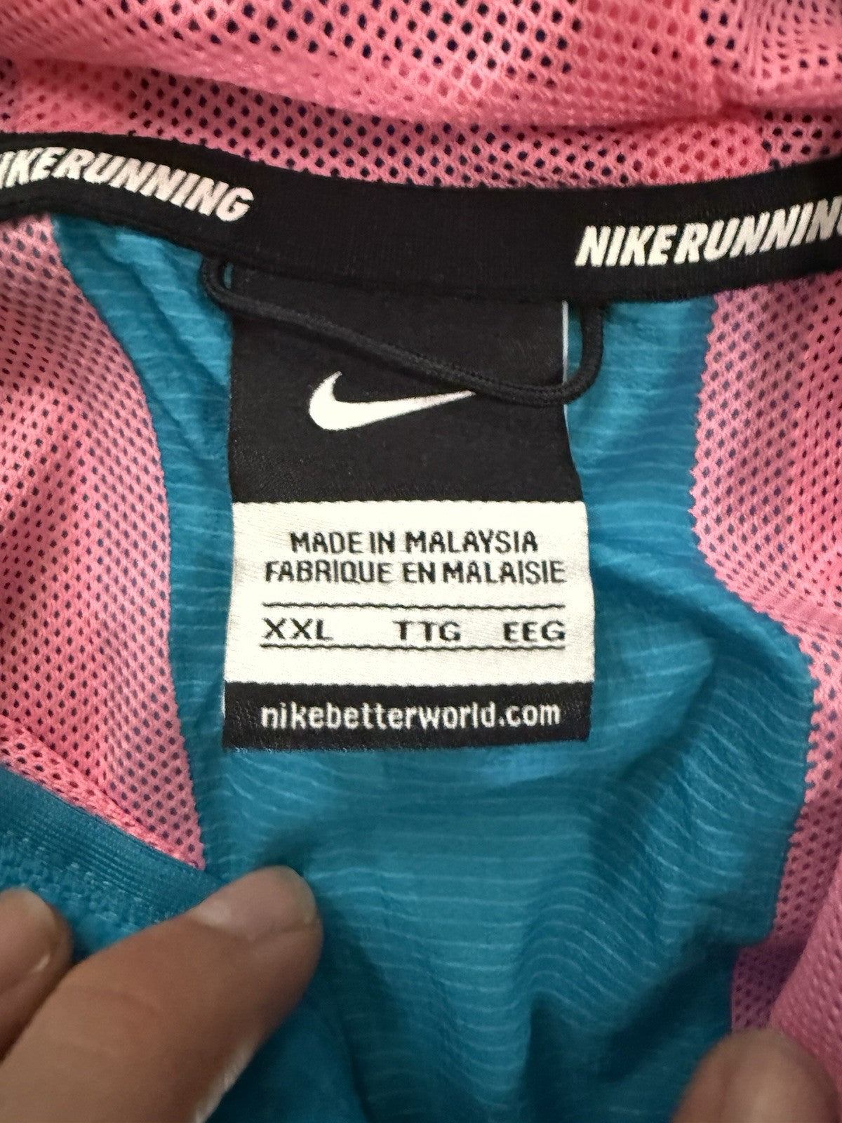 Nike Jacket Mens Large Blue Pink Cyclone Running Windbreaker Lightweight Active1