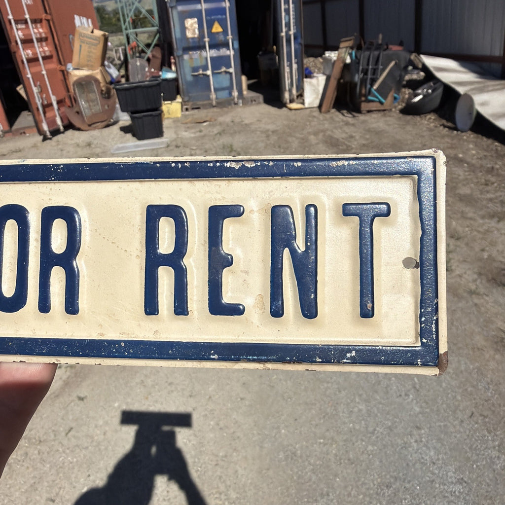 Vintage Metal Garage For Rent Sign Embossed Door Sign 12 x 2.51