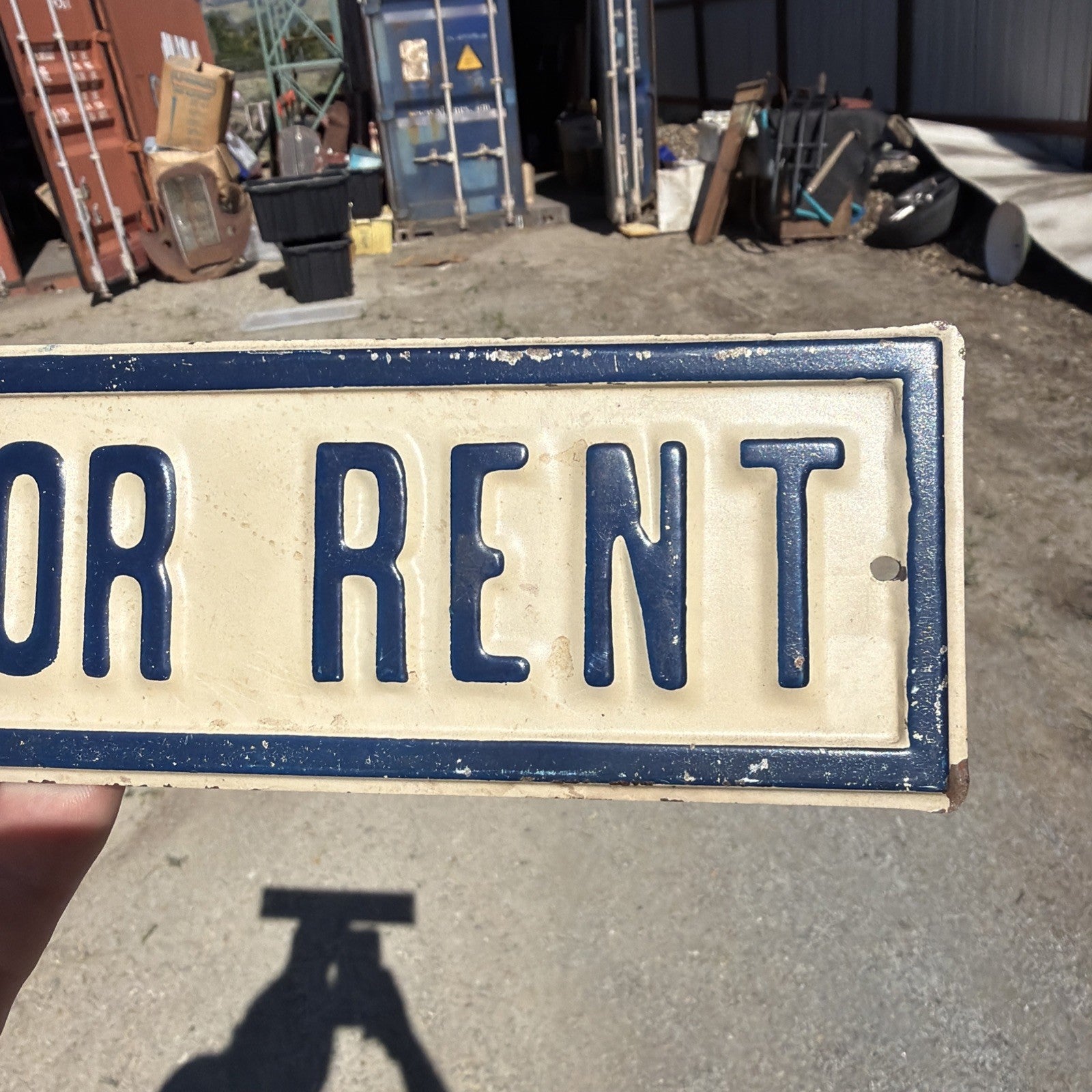 Vintage Metal Garage For Rent Sign Embossed Door Sign 12 x 2.51