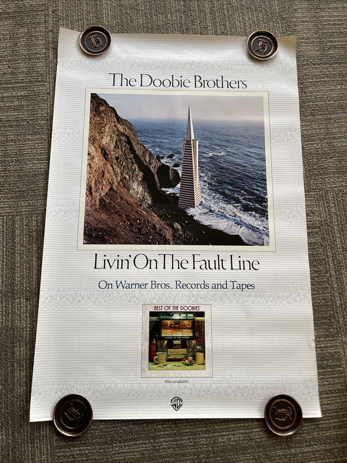 #180 THE DOOBIE BROTHERS 1977 Fault Line Record Store Promo Poster 23x34”0