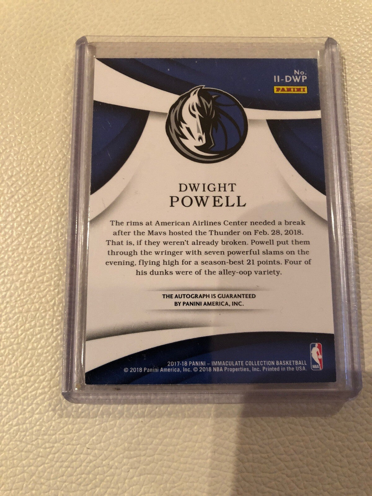 2017-18 Panini Immaculate DWIGHT POWELL Ink Auto #/25 Mavericks Autograph Red1