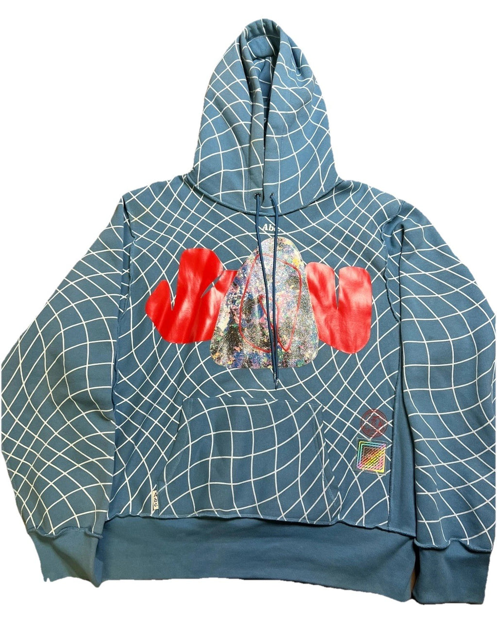 RARE Advisory Board Crystals XXL Hoodie Blue Grid 3D Streetwear Pullover ABC0