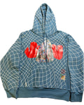 RARE Advisory Board Crystals XXL Hoodie Blue Grid 3D Streetwear Pullover ABC0