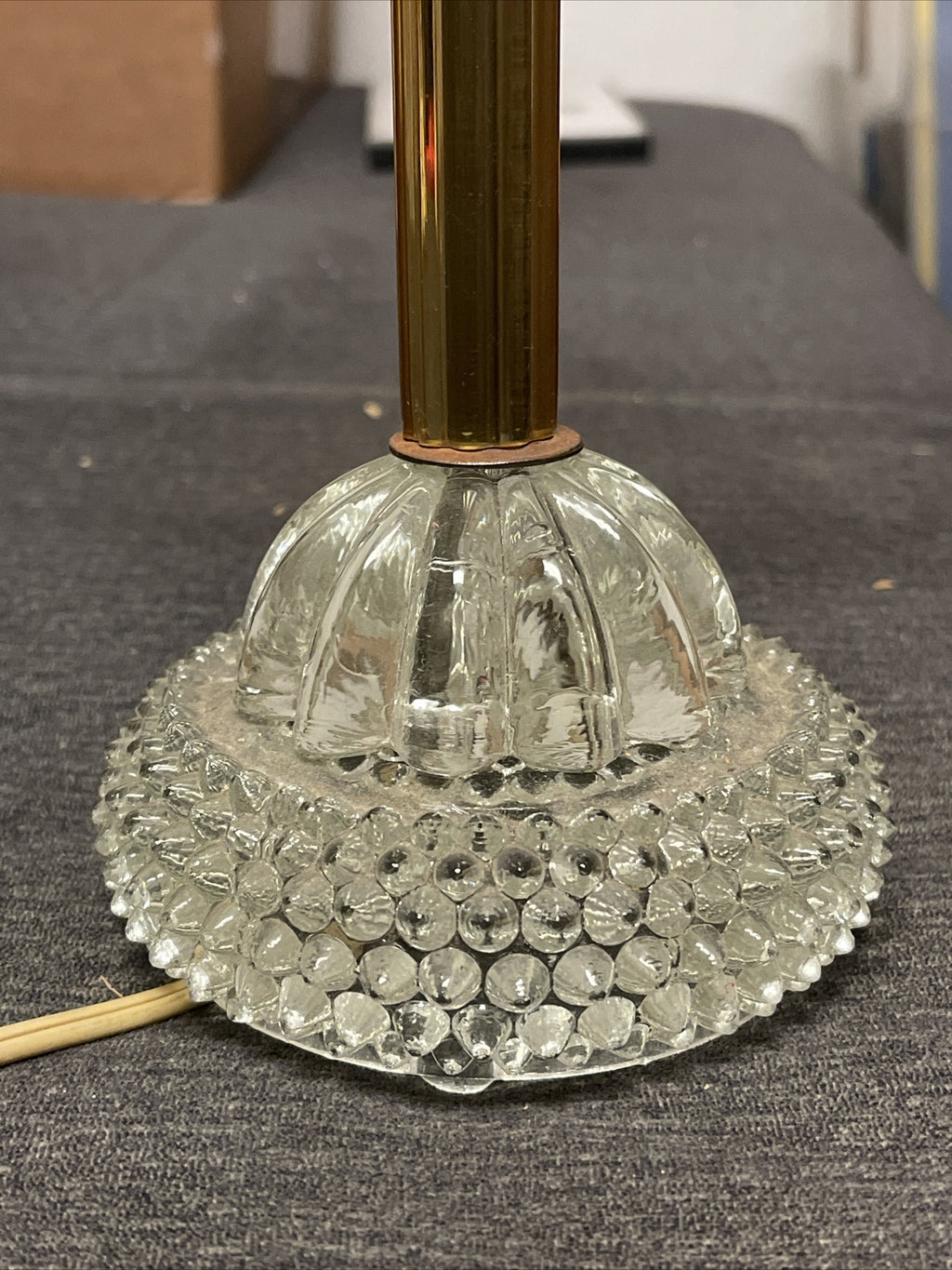 1940's Clear Glass Stacked Candlestick Table Lamp1