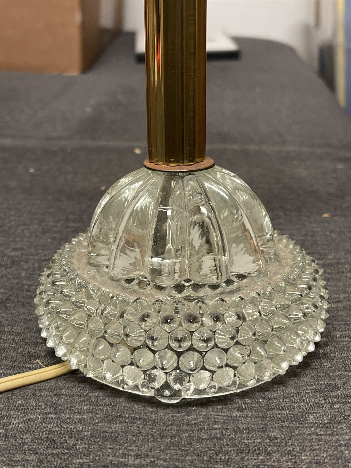 1940's Clear Glass Stacked Candlestick Table Lamp1