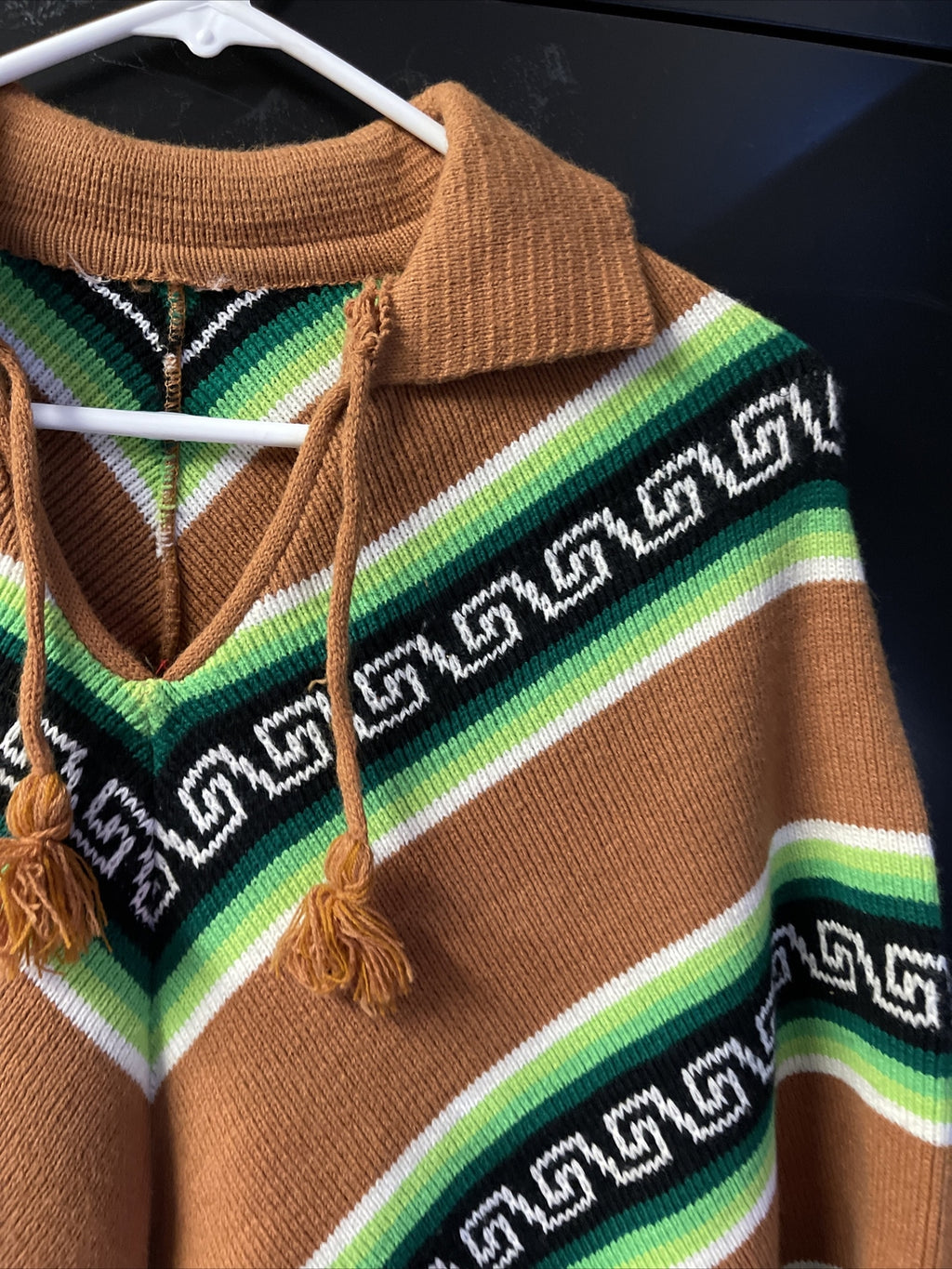 Vintage Poncho Woven  Inca Aztec Design by Tejidos San Luis Columbiana 1960s2