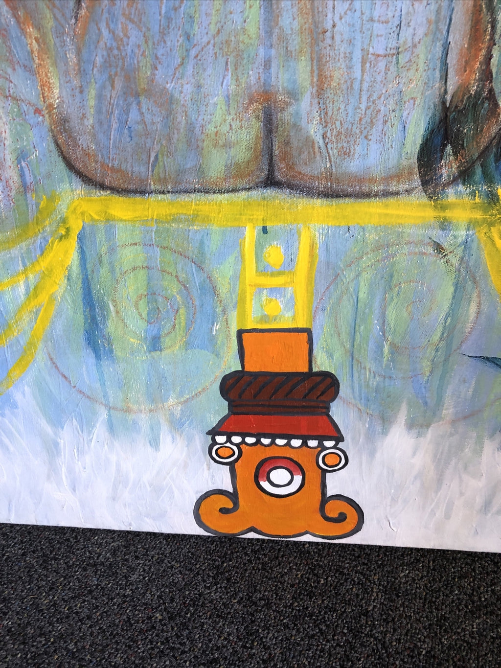 Acrylic/ Pastel Art On Canvas Temazcalli, 2006 Signed Quica 30”x48”3