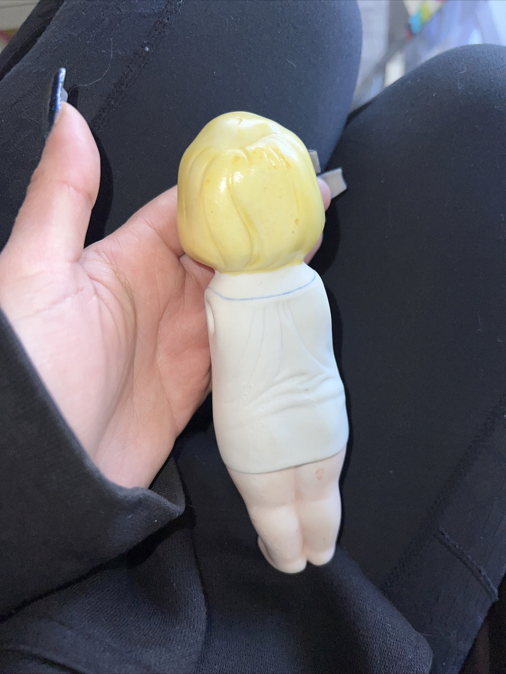 Vintage Antique All Bisque Toddler Doll Figure 6” Armless8