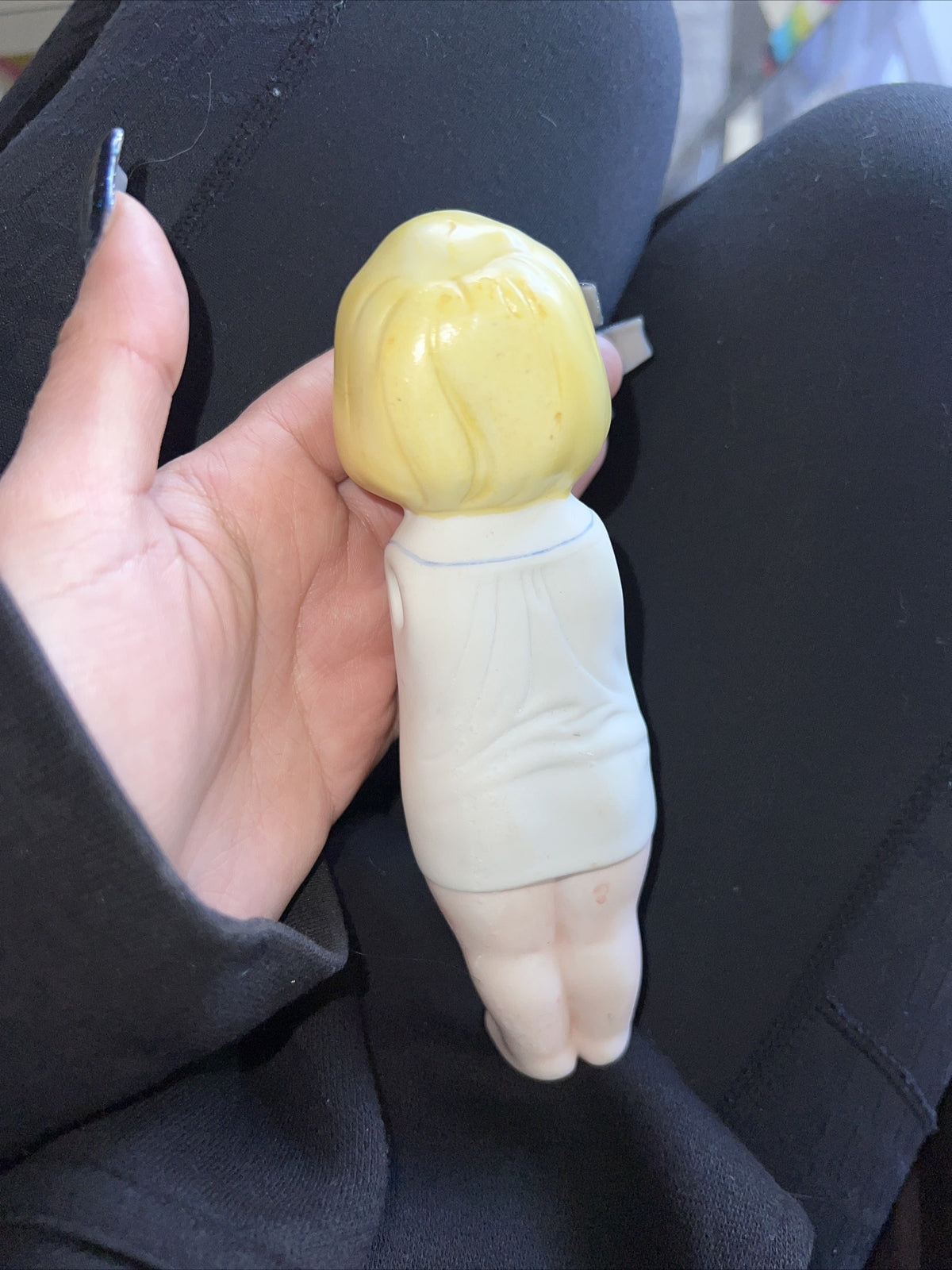 Vintage Antique All Bisque Toddler Doll Figure 6” Armless8