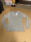 NWT Banana Republic Women’s Gray V Neck Long Sleeve Shirt Size Medium0