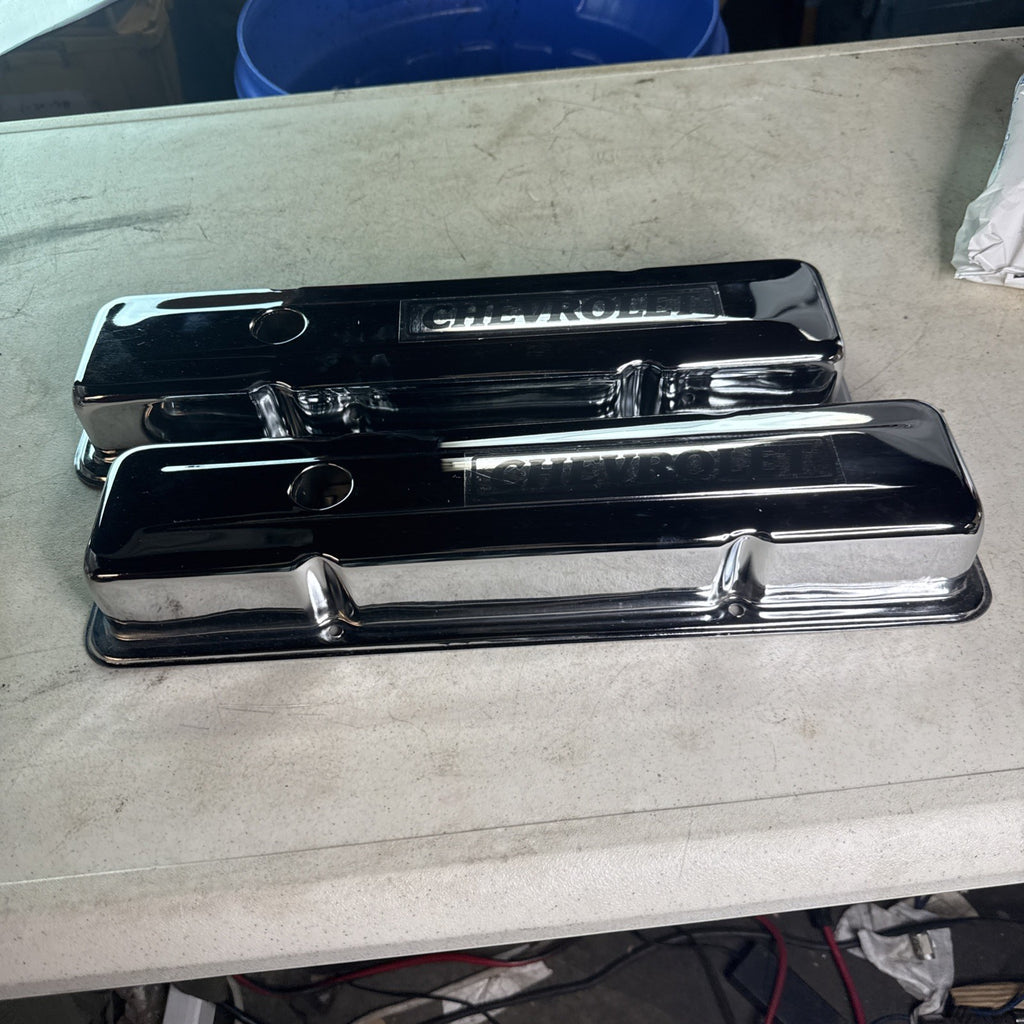 NOS Vintage B&B Performance Small Block Chevy Power SBC Valve Covers Chrome2
