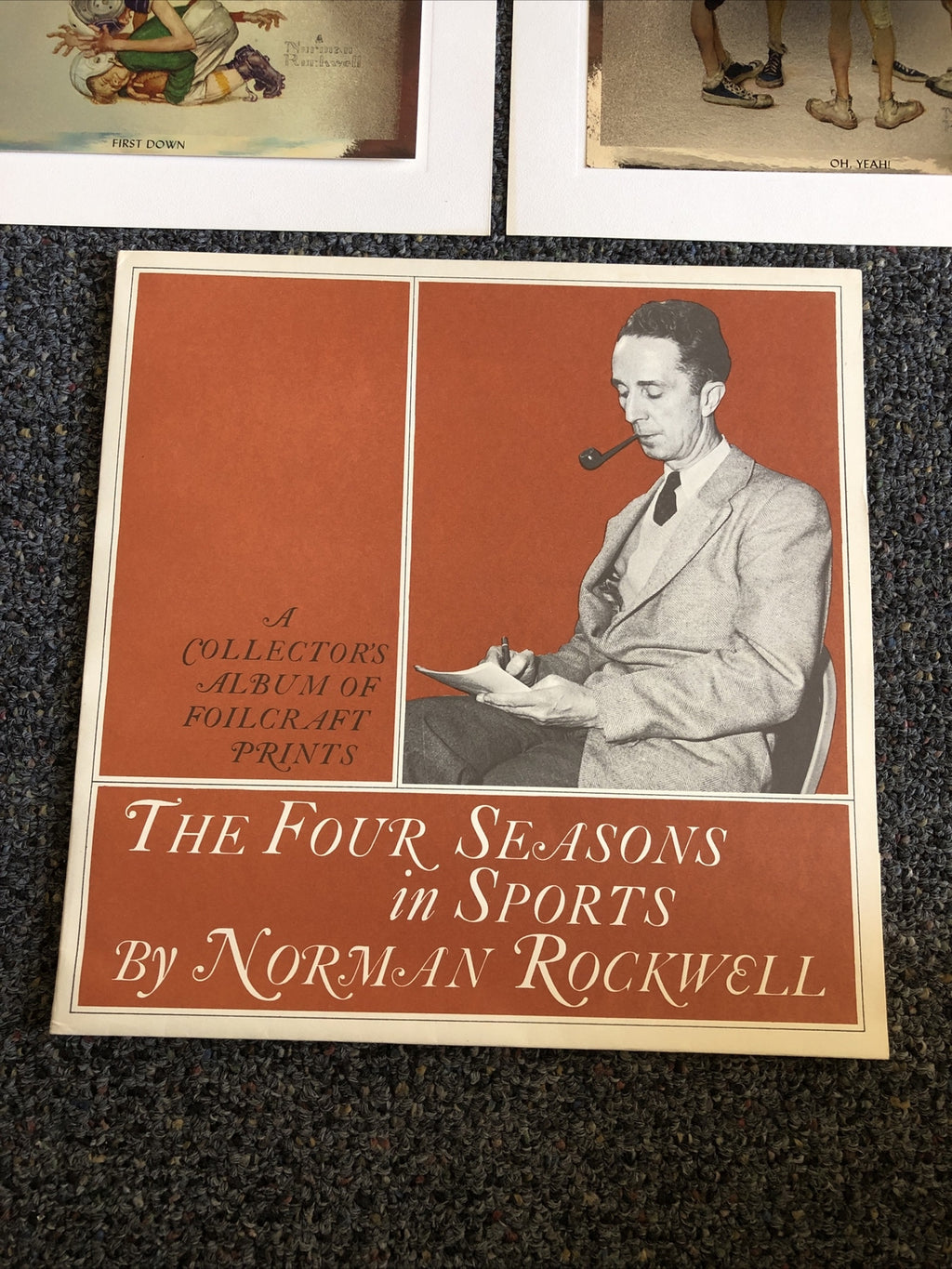 Vintage Norman Rockwell Foilcraft 4 piece print set, The Four Seasons in Sports1