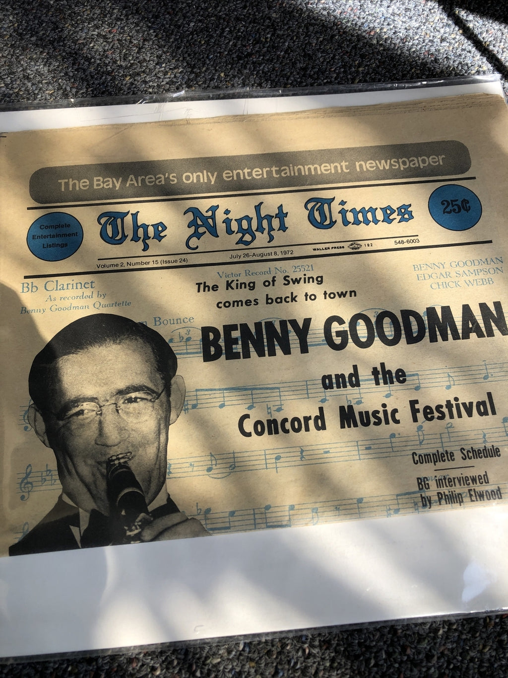 Vintage The Bay Areas Only Entertainment The Night Times Benny Goodman 19721