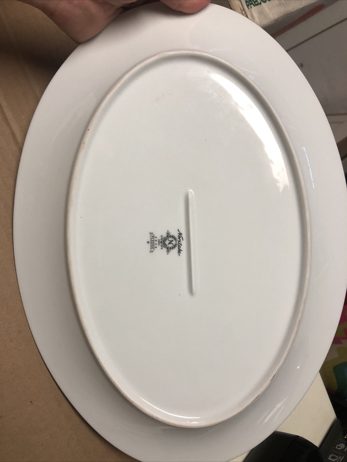 Lot Of 2 Noritake Pledge 2938 14” Oval Serving Platter & 6” Desert Plate4