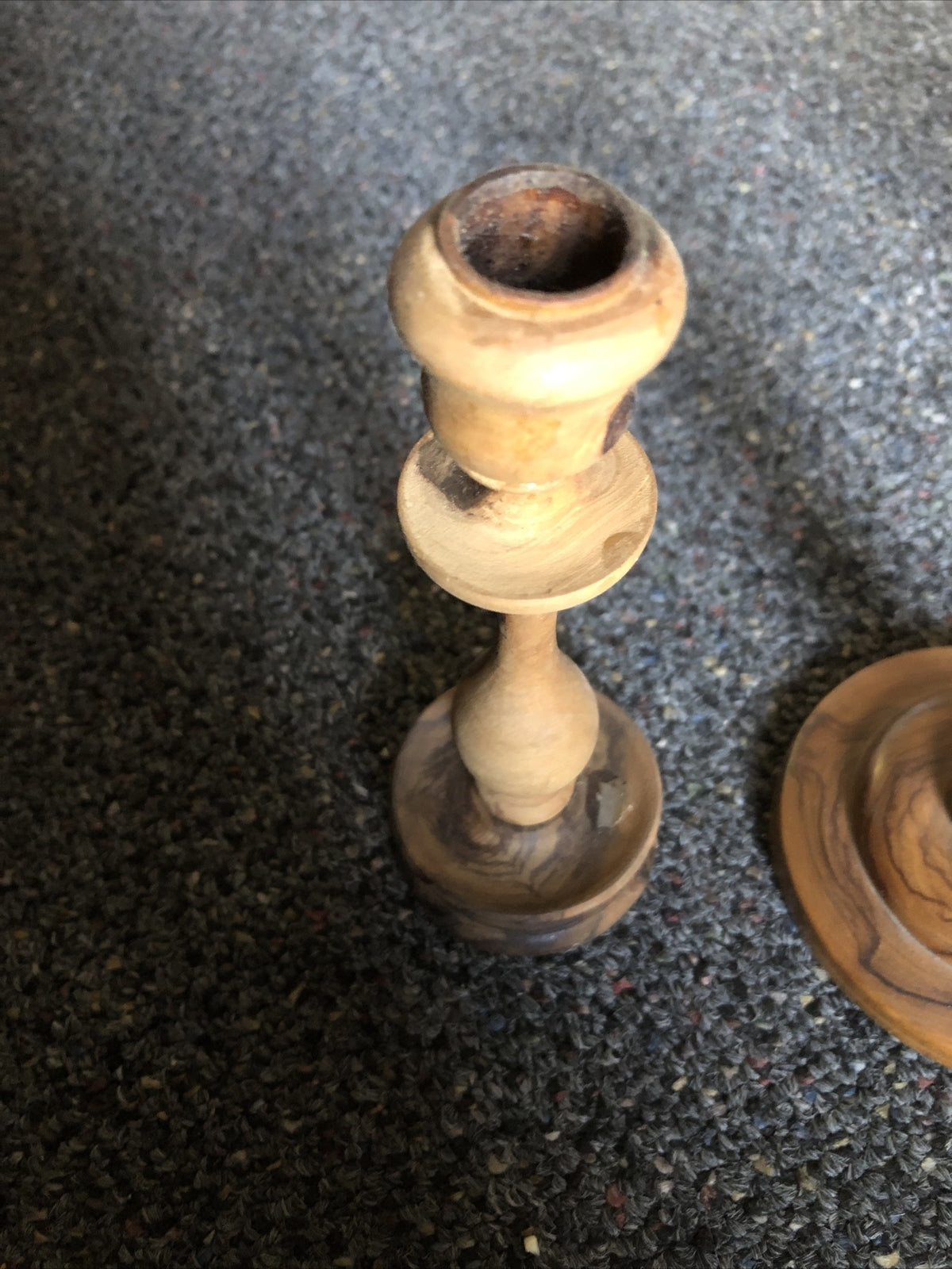 Vintage Pair of 3 Wooden Candle Holders Mid Century Modern6