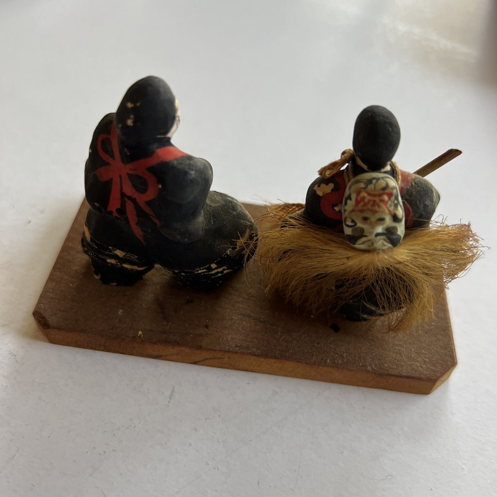 Handpainted Vintage Japanese Clay Opera Figures On Stand *Description*1