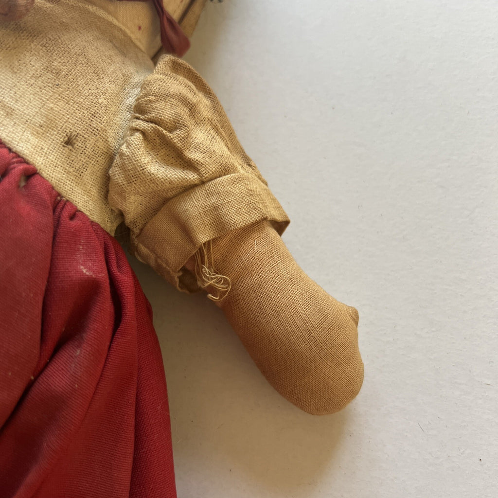 Lenci Type Italian * Antique Handmade Cloth Doll Painted Face 12”7