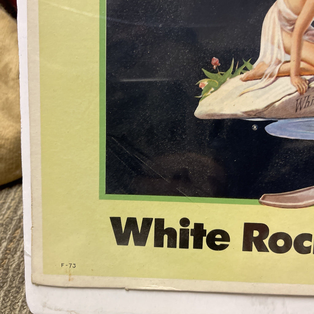 Original Vintage 1949 White Rock Cream Soda Cardboard Not Porcelain Sign 21”x22”5
