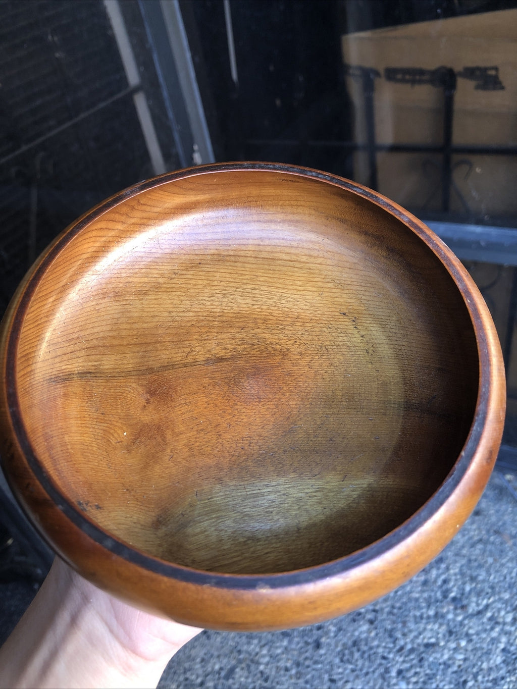 Vintage “A Poem in Wood” North Bend Myrtle Oregon Wooden Bowl 6”x2”1
