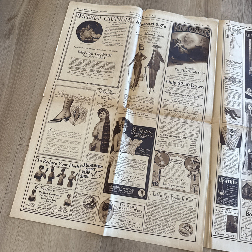 1919 antique NEW YORK TIMES rotogravure PARADE WWI SHIPS ADS FASHION6