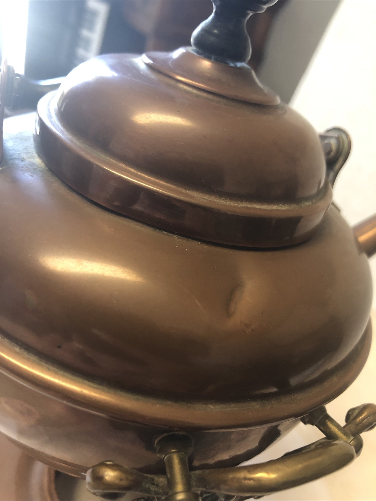 Antique S&C Trade Mark Copper Teapot With Stand & Burner11