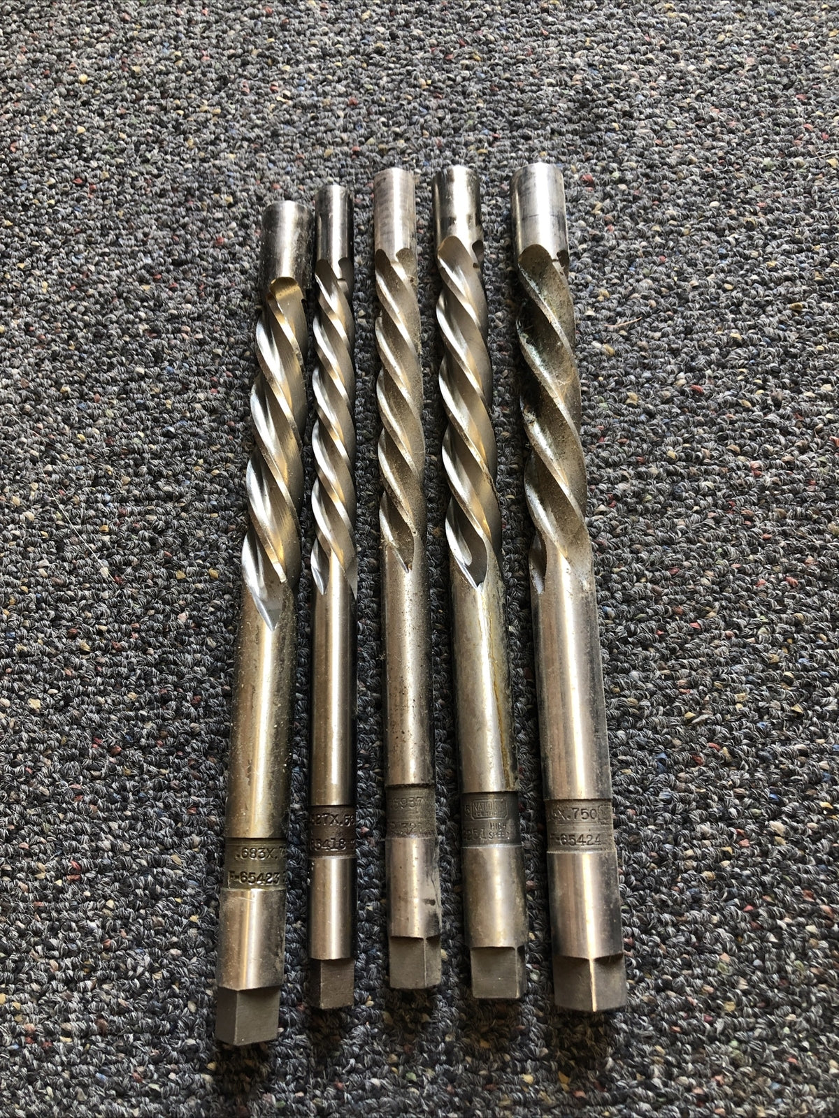 National Detroit Lot Of 5 High Speed Drill Bits 10”0