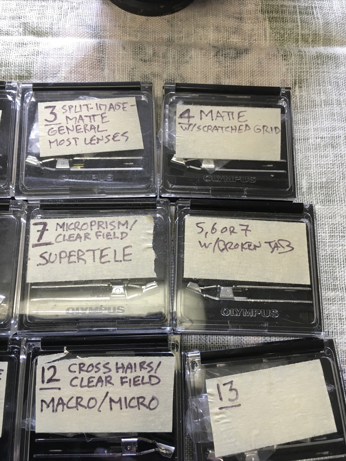 Olympus Focusing Screens Lot Of 14 OM System4