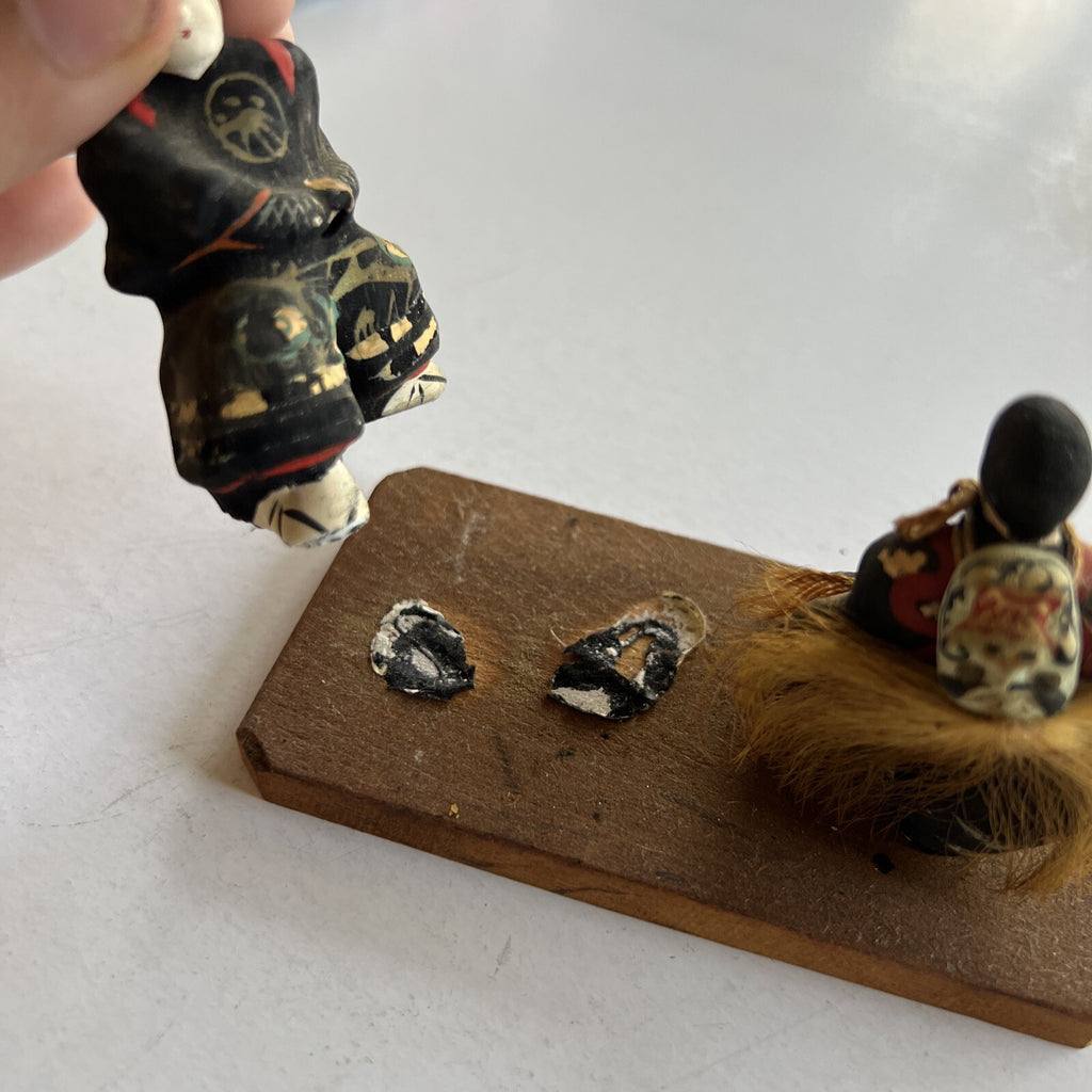 Handpainted Vintage Japanese Clay Opera Figures On Stand *Description*2