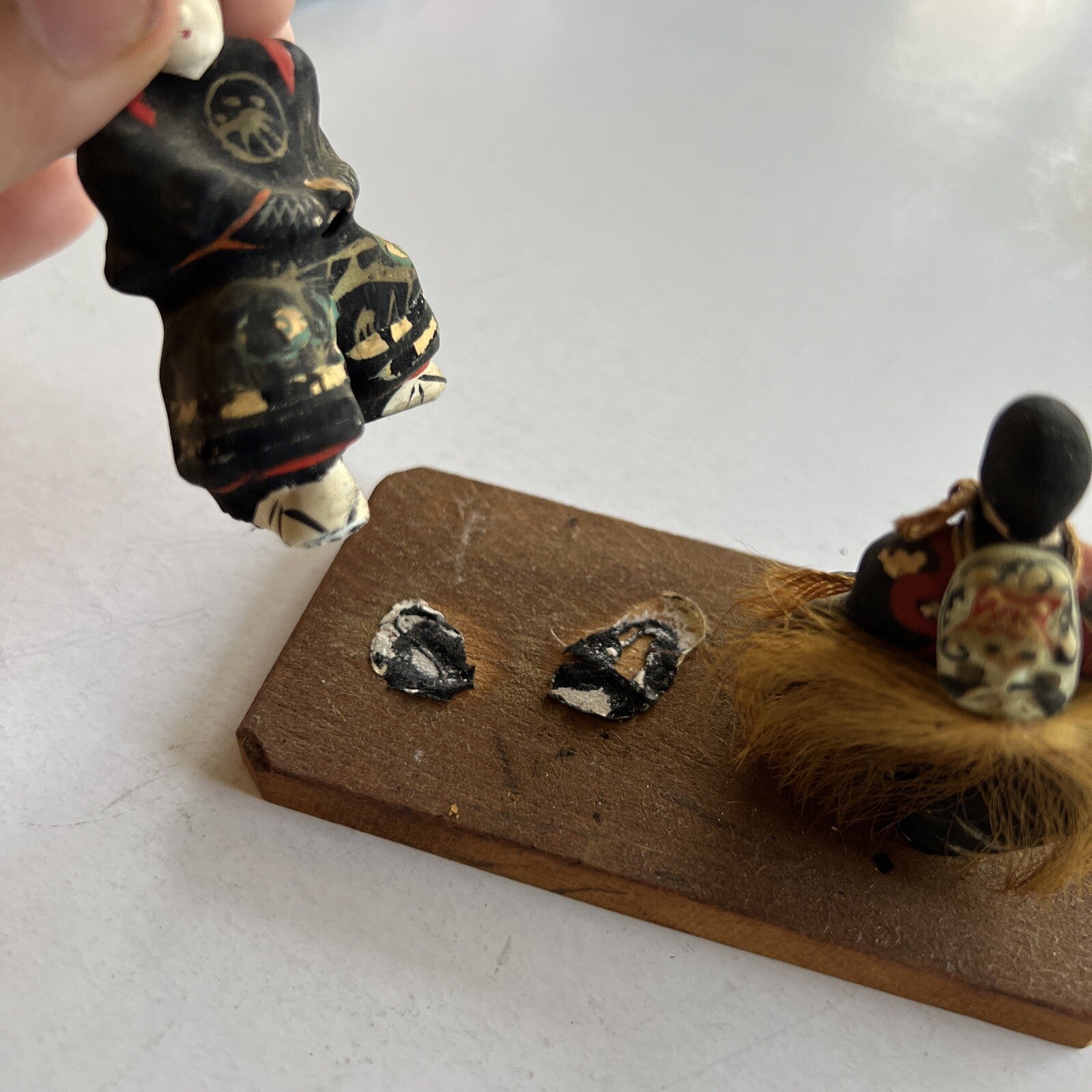 Handpainted Vintage Japanese Clay Opera Figures On Stand *Description*2