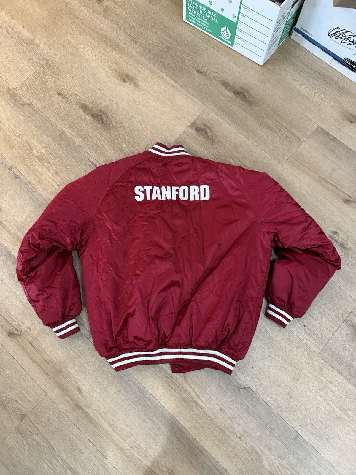 Vintage Red Satin Nike Stanford Cardinal Varsity Jacket Men’s Size XL4