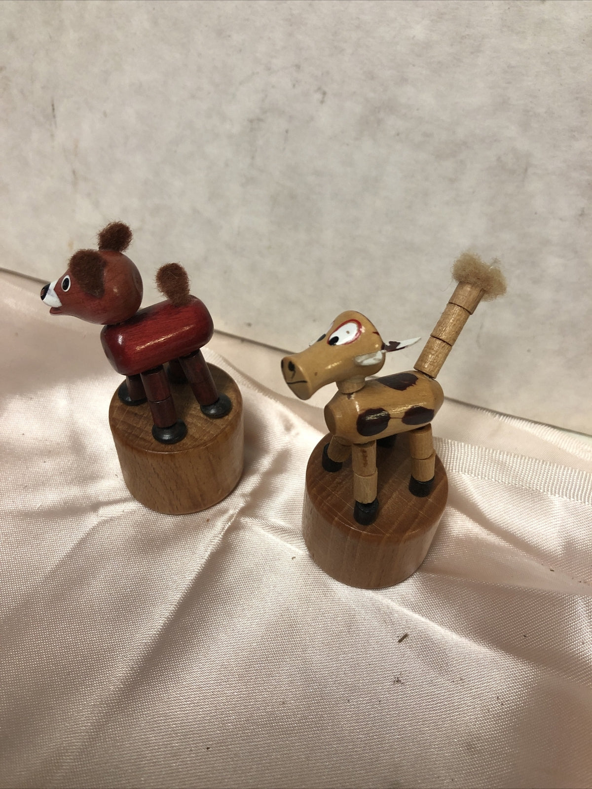 Vintage Lot Of 2 Wooden Mini Animal Figures1