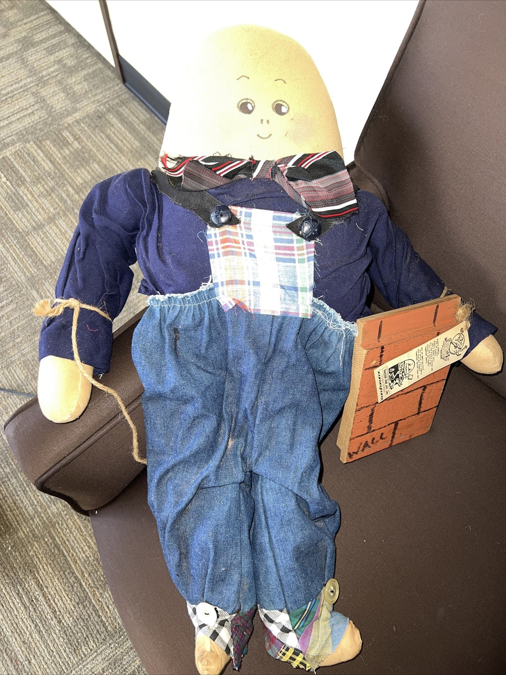 25” Vintage Rare Humpty Dumpty Americana Folk Art Doll  Handmade Great Condition3