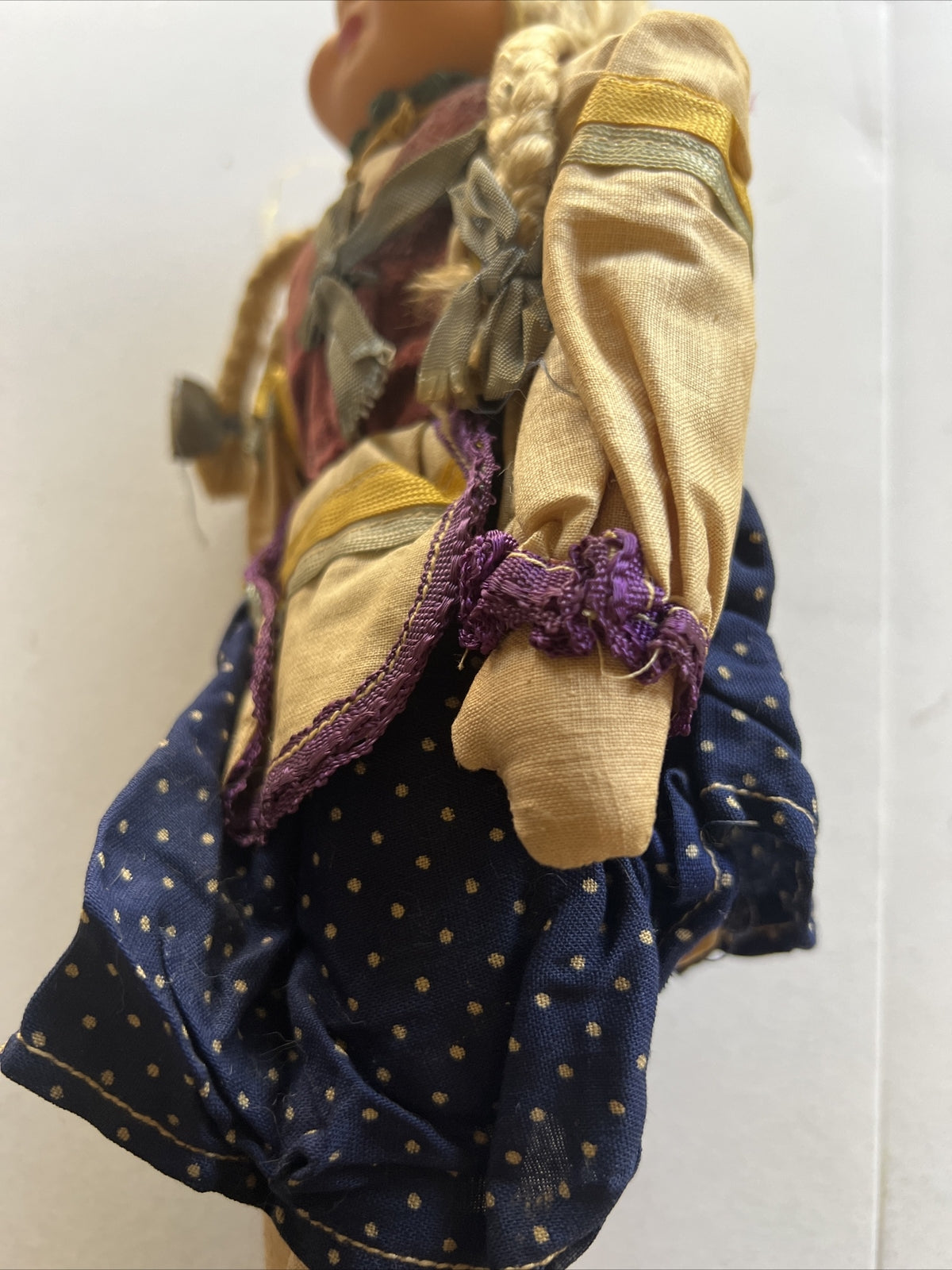 Vintage Polish Cloth Sawdust Doll Plastic Face Original Clothes 14”7
