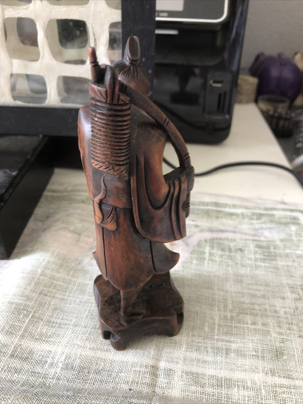 Vintage Hand Carved Wooden Japanese Figurine 9” Tall3