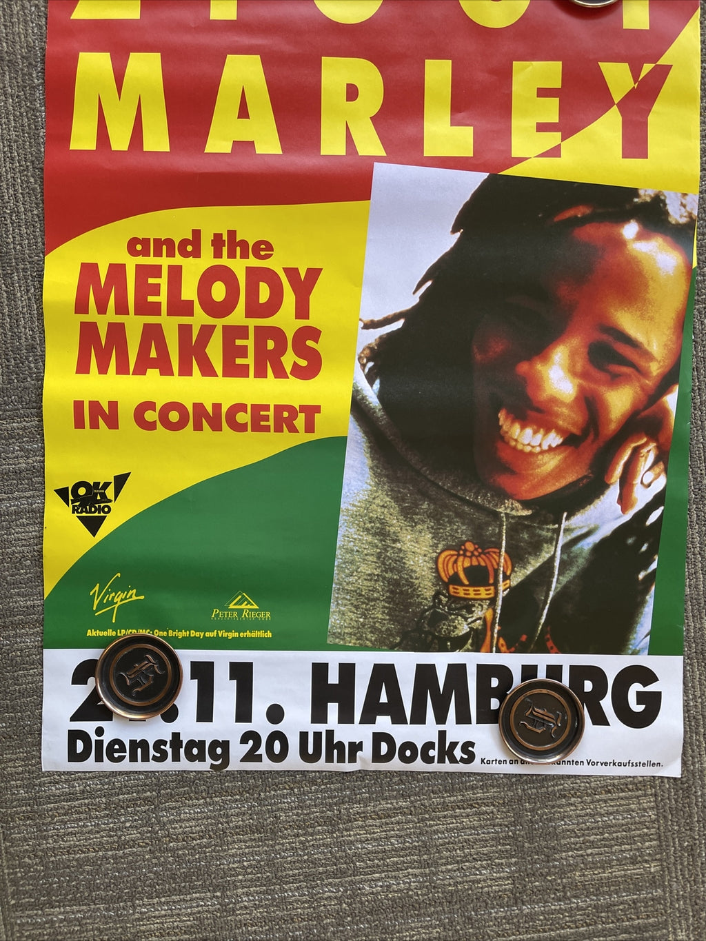 #88 1989 Ziggy Marley Melody Makers Concert Tour Promo Poster UK  33” X23”6