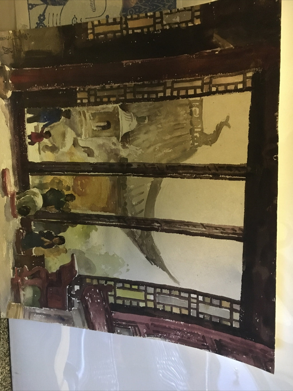 Antique Chinese Japanese Water Color Painting Signed Stamped And Dated 18936